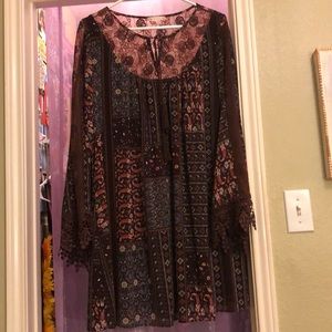 Altar’d State Brown Boho Tunic Top